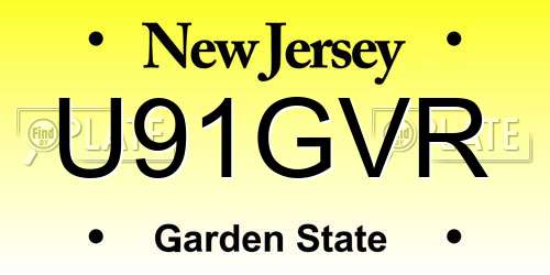 U91GVR New Jersey License Plate