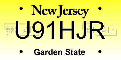 U91HJR New Jersey License Plate