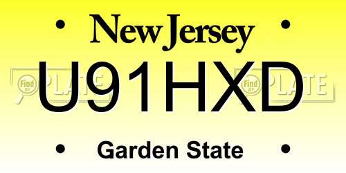 U91HXD New Jersey License Plate