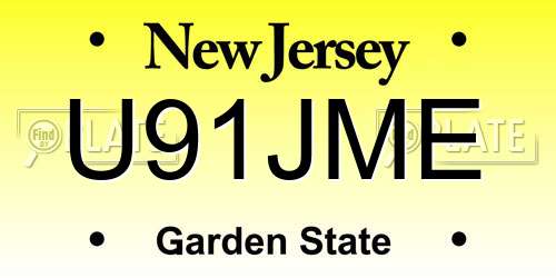 U91JME New Jersey License Plate
