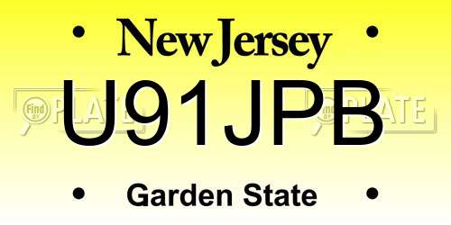 U91JPB New Jersey License Plate