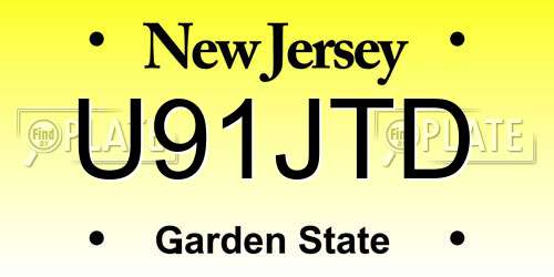 U91JTD New Jersey License Plate