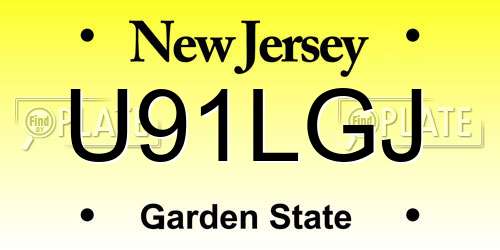 U91LGJ New Jersey License Plate