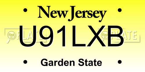 U91LXB New Jersey License Plate