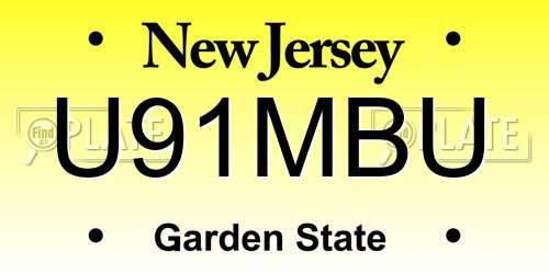 U91MBU New Jersey License Plate