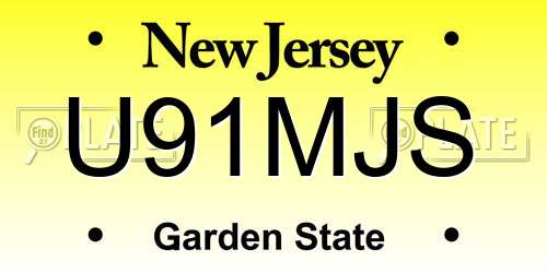 U91MJS New Jersey License Plate