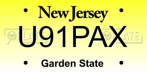 U91PAX New Jersey License Plate