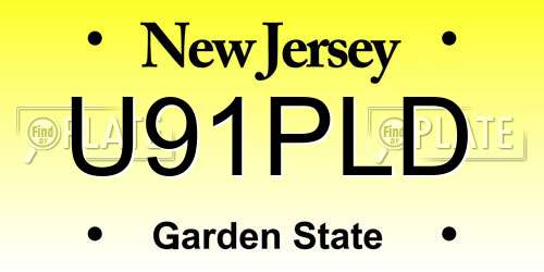 U91PLD New Jersey License Plate