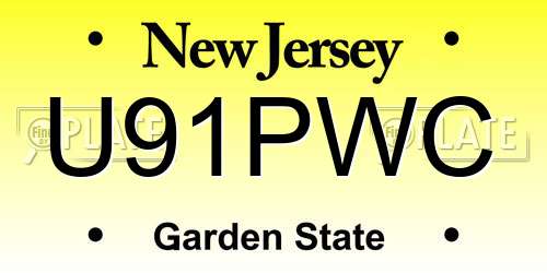U91PWC New Jersey License Plate