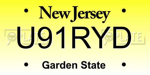 U91RYD New Jersey License Plate