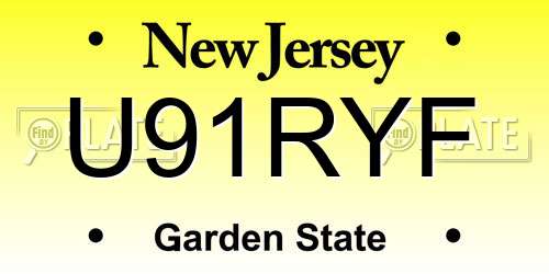 U91RYF New Jersey License Plate