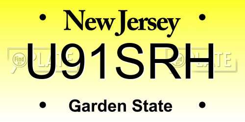 U91SRH New Jersey License Plate