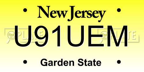 U91UEM New Jersey License Plate