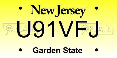 U91VFJ New Jersey License Plate