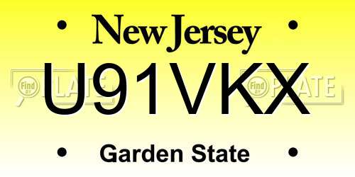 U91VKX New Jersey License Plate