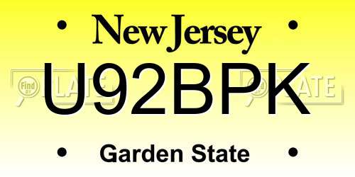 U92BPK New Jersey License Plate