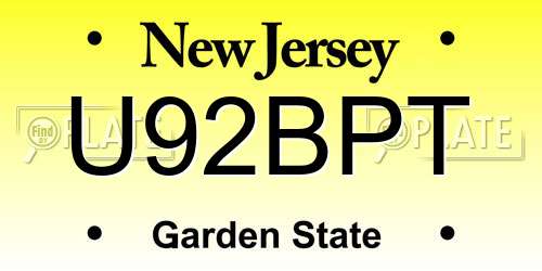 U92BPT New Jersey License Plate