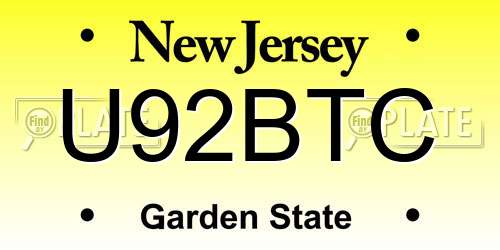U92BTC New Jersey License Plate