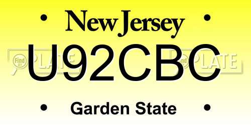 U92CBC New Jersey License Plate