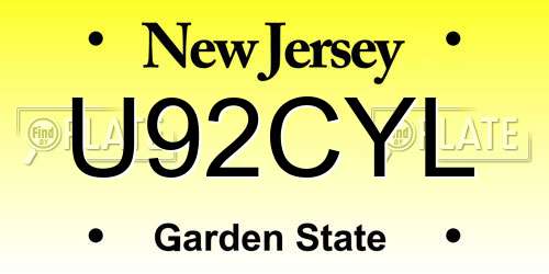 U92CYL New Jersey License Plate