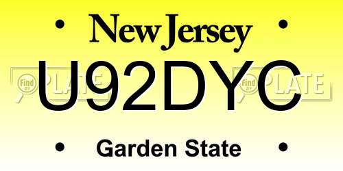 U92DYC New Jersey License Plate