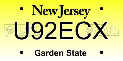 U92ECX New Jersey License Plate