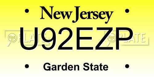 U92EZP New Jersey License Plate