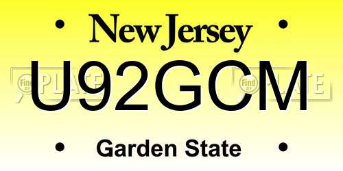 U92GCM New Jersey License Plate