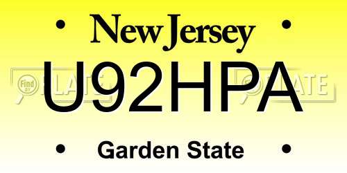 U92HPA New Jersey License Plate