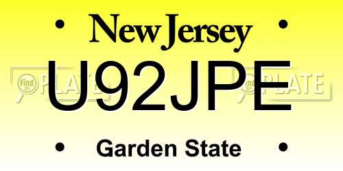 U92JPE New Jersey License Plate