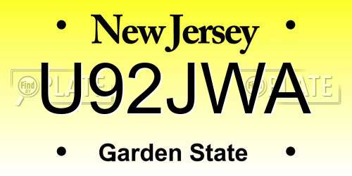 U92JWA New Jersey License Plate
