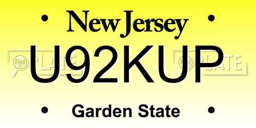 U92KUP New Jersey License Plate