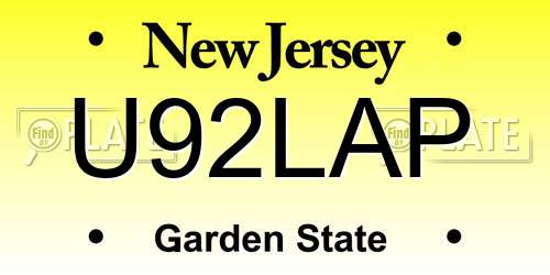 U92LAP New Jersey License Plate