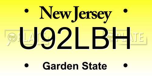 U92LBH New Jersey License Plate