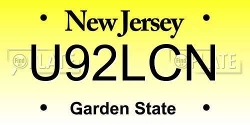 U92LCN New Jersey License Plate