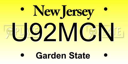 U92MCN New Jersey License Plate