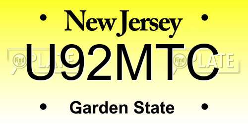 U92MTC New Jersey License Plate