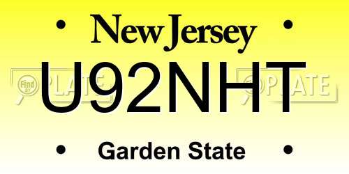 U92NHT New Jersey License Plate