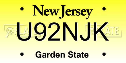 U92NJK New Jersey License Plate