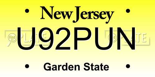 U92PUN New Jersey License Plate