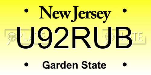U92RUB New Jersey License Plate