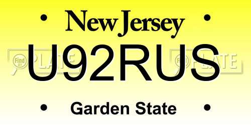 U92RUS New Jersey License Plate