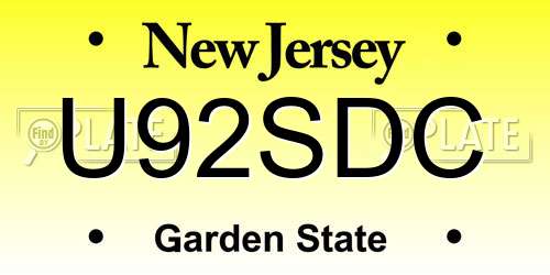 U92SDC New Jersey License Plate