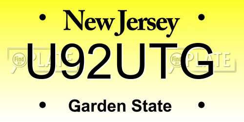 U92UTG New Jersey License Plate