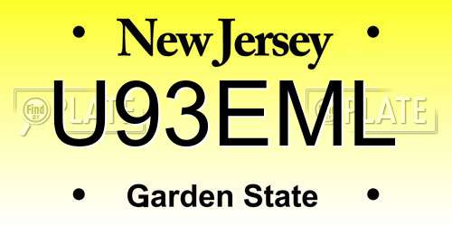 U93EML New Jersey License Plate