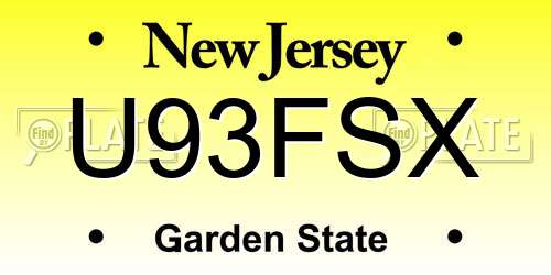U93FSX New Jersey License Plate