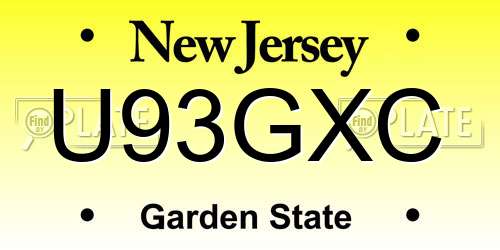 U93GXC New Jersey License Plate