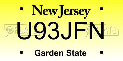 U93JFN New Jersey License Plate