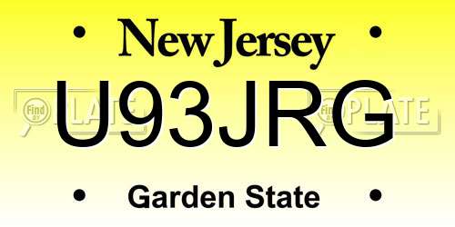 U93JRG New Jersey License Plate