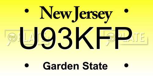 U93KFP New Jersey License Plate